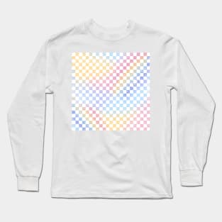 Pastel Rainbow Checkerboard Pattern Long Sleeve T-Shirt